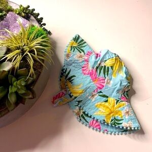 Tropical Floral rim pom-pom baby girl summer sun hat